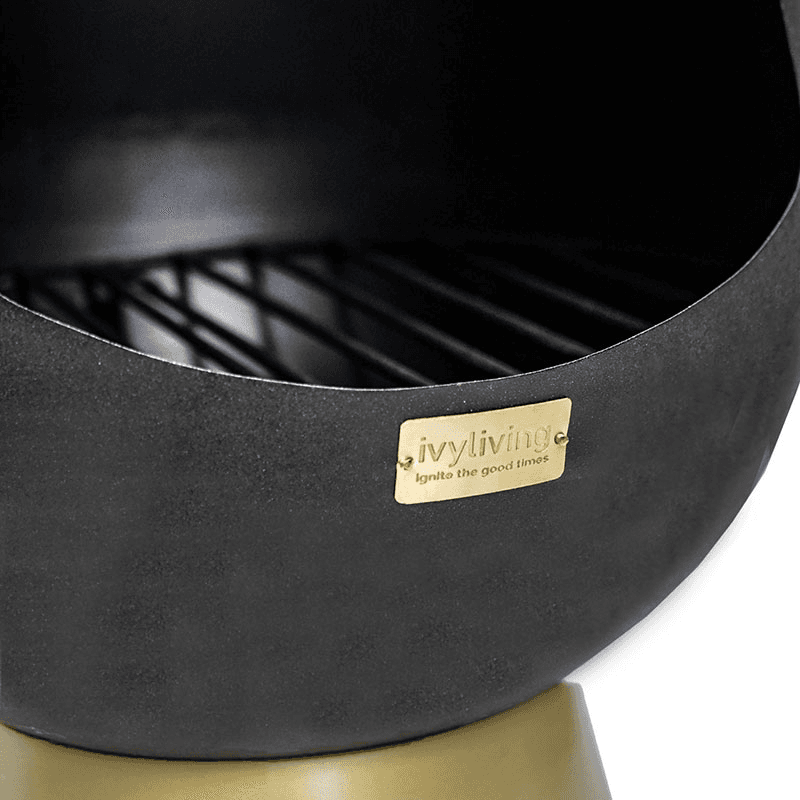 Leo Outdoor Fireplace, H120 x W46cm, Black/Gold