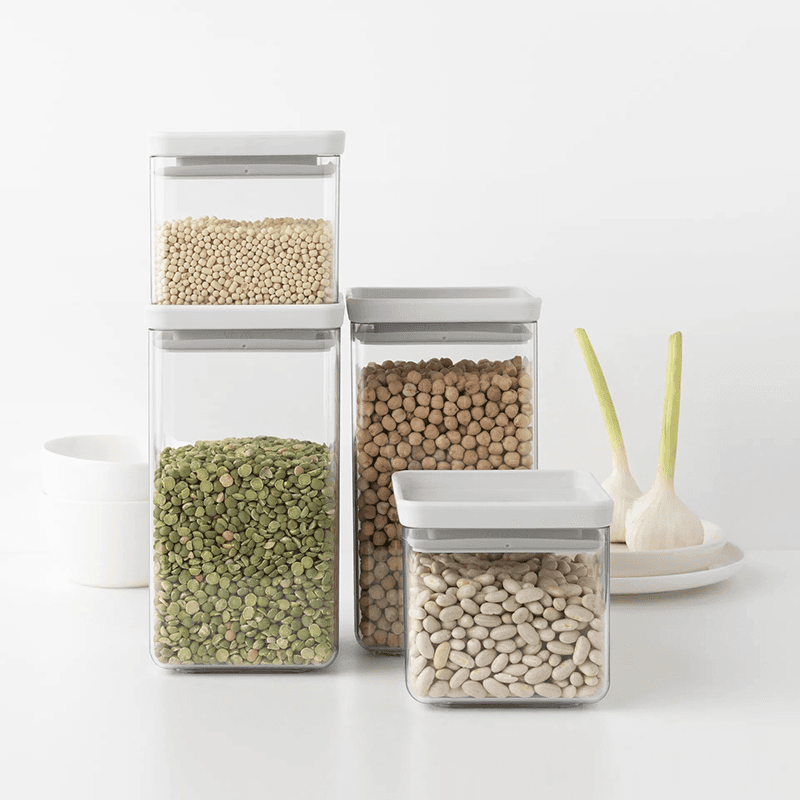 Tasty+ Square Canisters Set of 4, Light Grey
