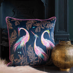 Image showing the Dancing Cranes Cushion, 50 x 50cm, Midnight product.