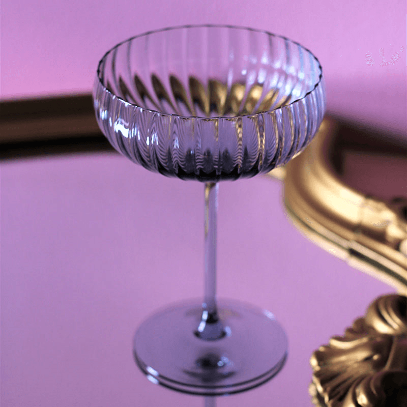Lyon Set of 2 Champagne Saucers, 210ml, Blue Smoke