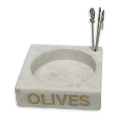 Image showing the Olive Set of 4 Picks and Holder, L12.5x W12.5 x H3.5cm, White product.
