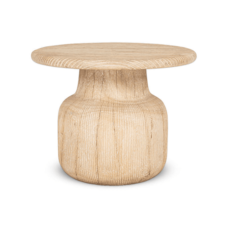 Vivan Grooved Wood Side Table, Natural