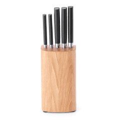 Image showing the Knife block with knives, H38 x W16 x D11cm, Black product.