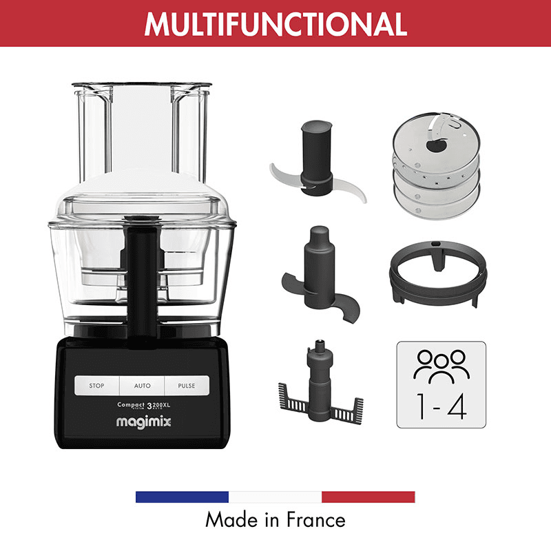3200 XL Food Processor 18373, 2.6L, Black