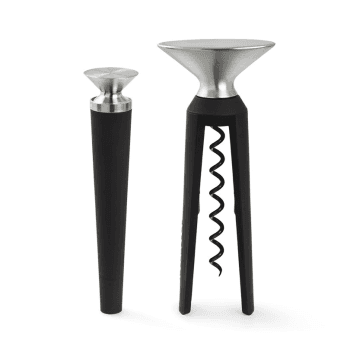 Image showing the Grand Cru Bottle Opener & Corkscrew Set, Black/Steel product.