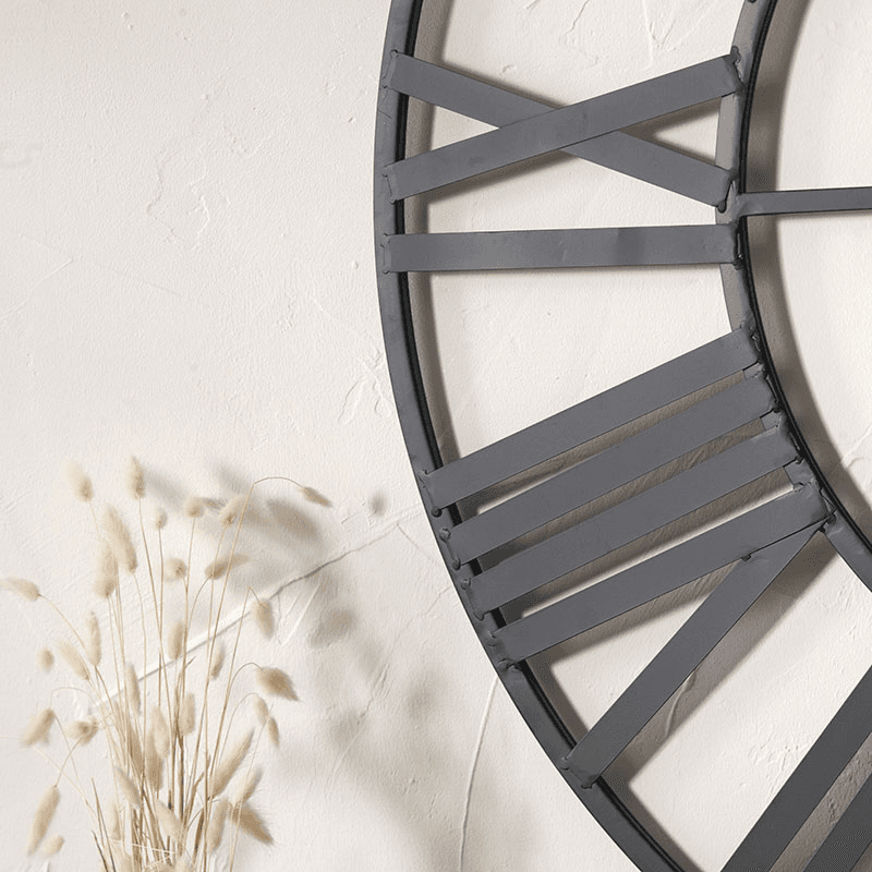Metal Wall Clock, D120cm, Black