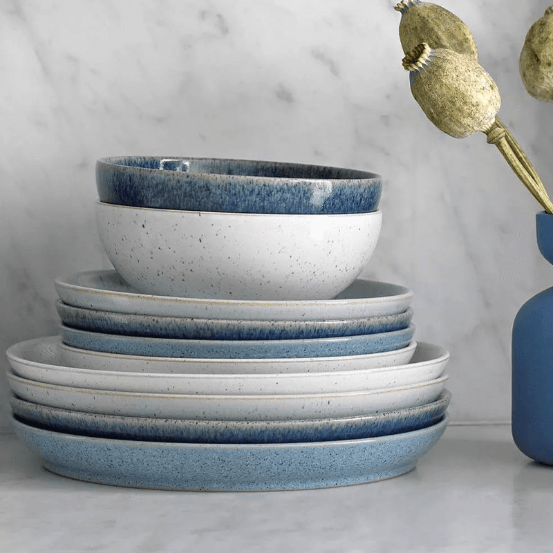 Studio Blue 4 Piece Coupe Dinner Plate Set, 26cm, Mixed