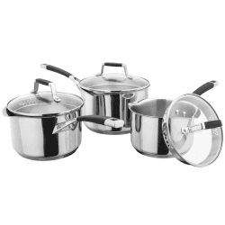 Image showing the Induction Draining Saucepan Set, 3 Piece product.