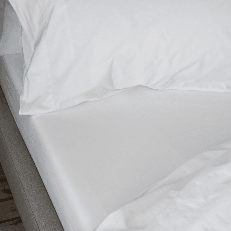 Washed Cotton Percale Fitted Sheet, Super King, White