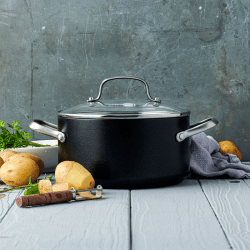 Image showing the Copenhagen Non-Stick Casserole with Lid, 20, Black product.
