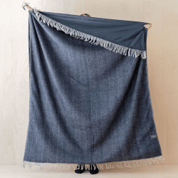 Image showing the Recycled Wool Picnic Blanket, 190 x 140cm, Navy product.