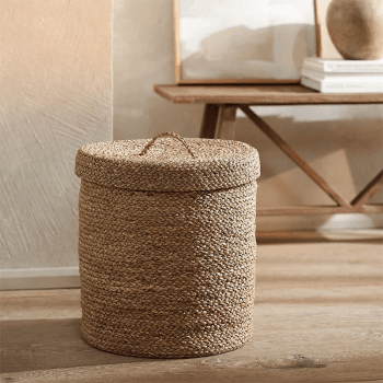 Image showing the Seagrass Storage Basket, H40 x D36cm, Natural product.