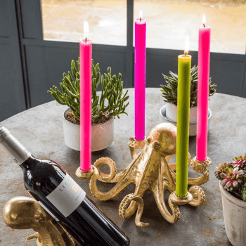 Image showing the Octopus Candlestick holder, H14 x W28 x D28cm, Gold product.