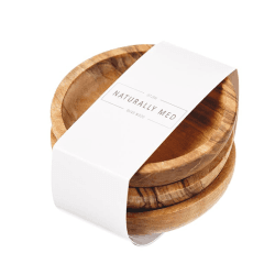 Image showing the Naturally Med Olive Wood Set of 3 Dipping Bowls product.