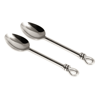 Image showing the Polished Knot Pair of serving spoons, 24.5cm, Stainless Steel product.