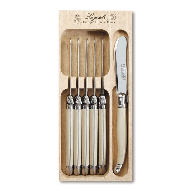 Set of 6 Butter Knives in Tray, Ivory