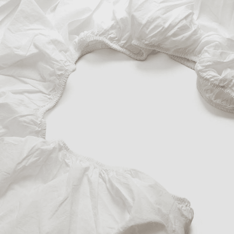 Washed Cotton Percale Fitted Sheet, Super King, White