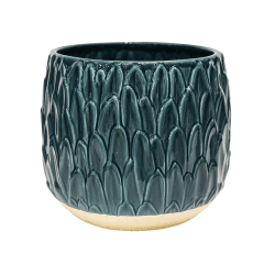 Image showing the Arles Leaf Embossed Planter, D22cm, Blue product.