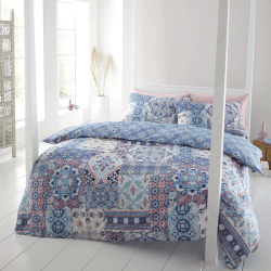 Image showing the Boho Patchwork Duvet Set, King, Blue product.