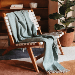 Image showing the Recycled Wool Blanket, 145 x 190cm, Sage Waffle product.