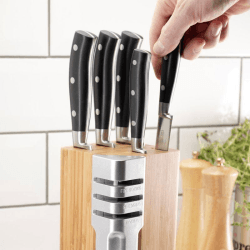 Image showing the Henley 5 Piece Kitchen Knife & Block Set With Detachable 3-Stage Knife Sharpener, Bamboo product.