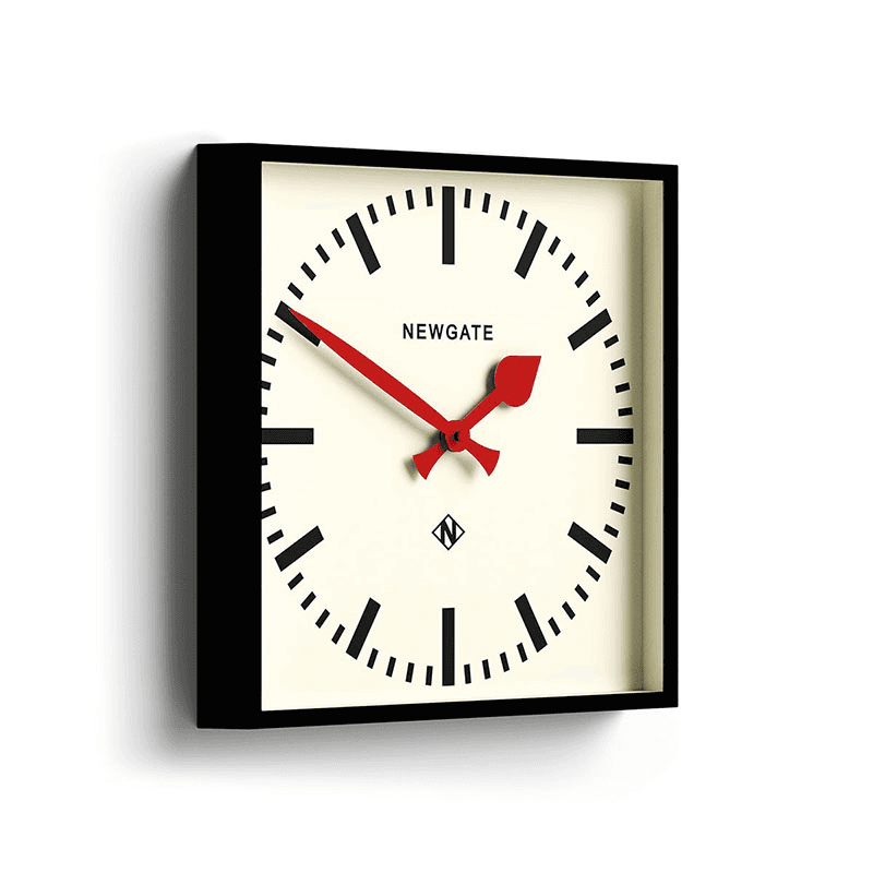 Number Five Wall Clock with Red Hands, 33.5cm, Black