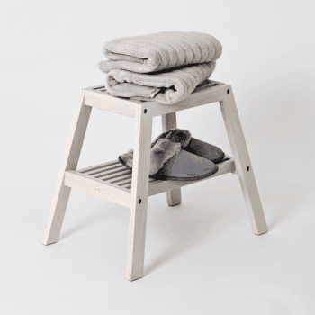 Image showing the Slatted stool, H42 x W50.5 x D35.4cm, Oyster White product.