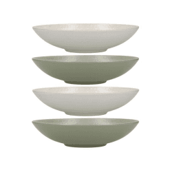 Image showing the Stoneware Set of 4 Coupe Pasta Bowls, D22cm, Green product.
