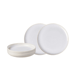 Image showing the Crafted Cotton 4 Piece Dinner Set, White product.
