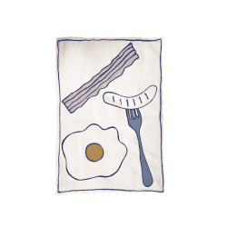 Image showing the Egg & Bacon Tea Towel, 50 x 70cm, White/Blue product.