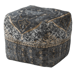 Image showing the Handlooomed Patterned Pouffe, 50 x 50cm, Blue product.