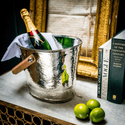 Image showing the Leather Handled Wine Cooler; Champagne Hammered product.