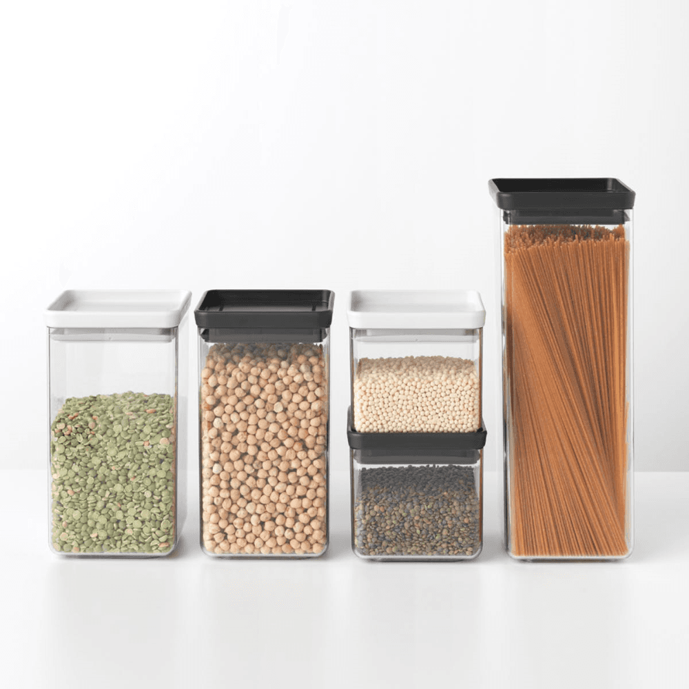 Tasty+ Stackable Square Canister, 1.6L, Dark Grey Lid