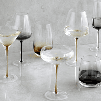 Image showing the Mouth Blown Red Wine Glass, H22.5cm, Amber product.