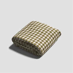 Image showing the Gingham Linen Blend Duvet Cover, King, Botanical Green product.