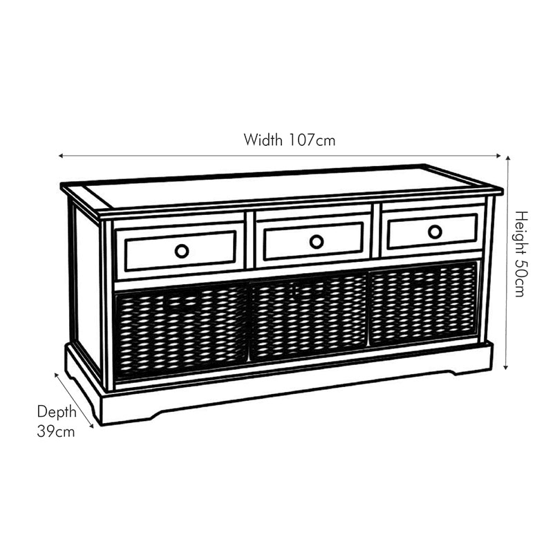 Devonshire 3 Drawer Basket Unit, Grey
