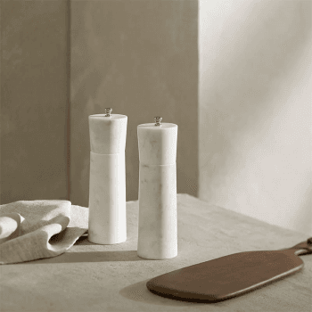 Image showing the Marble Salt & Pepper Mills, H22cm, White product.