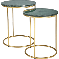 Image showing the Milly Set of 2 Side Tables, Green Marble & Gold product.