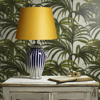 Image showing the Lottie Smaller bedside lamp - base only, Cobalt Blue Stripes product.