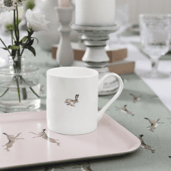 Image showing the Boxing Hares Small Printed Tray, Off White, Brown product.