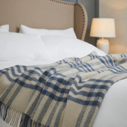 Image showing the Hex Check Pure New Wool Throw, 150 x 240cm, Blue Slate product.