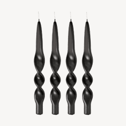 Image showing the Swirl Set of 4 Dinner Candles, H28cm, Black product.