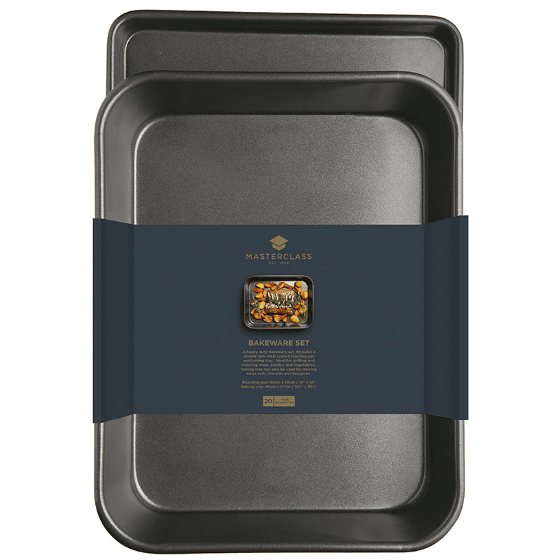 Roast pan and oven tray, 34 x 26cm (roaster) - 39 x 27cm (tray)