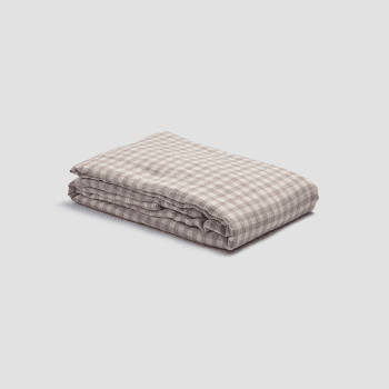 Image showing the Gingham Linen Duvet Cover, Super King, Mushroom product.