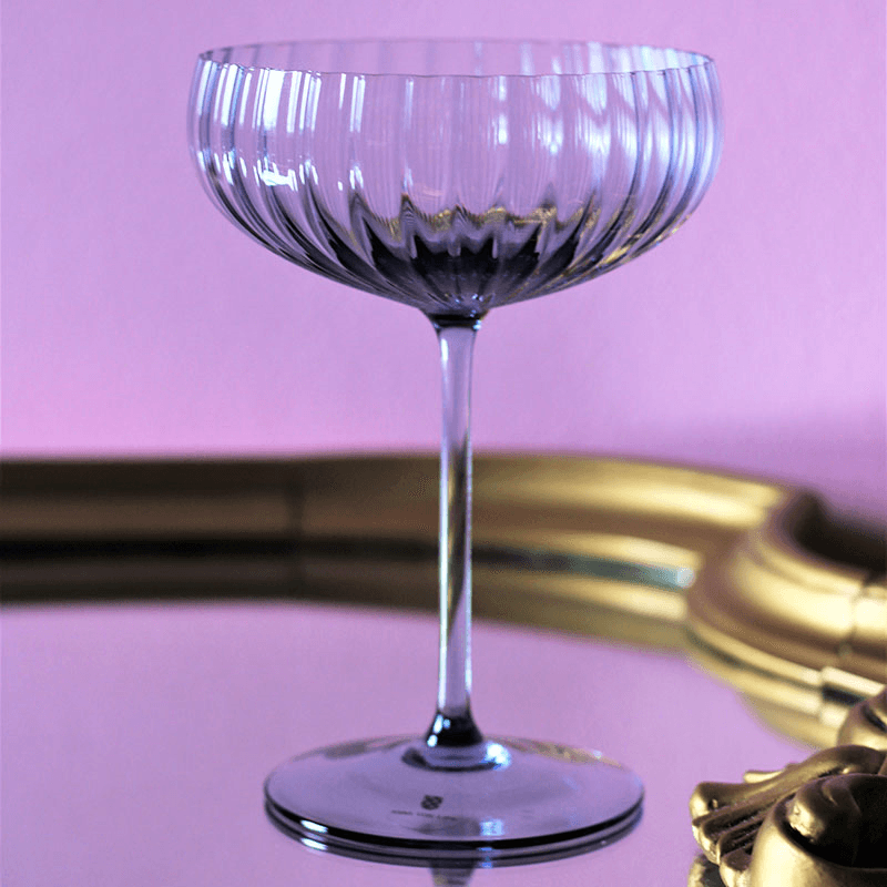 Lyon Set of 2 Champagne Saucers, 210ml, Blue Smoke