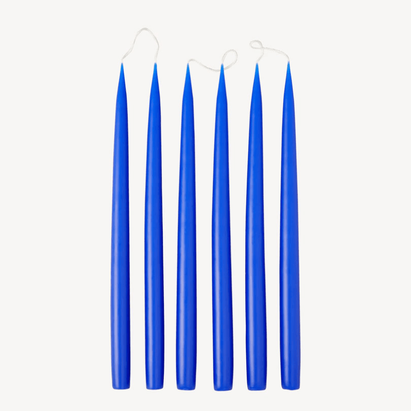 Set of 6 Tapered Dinner Candles, H35cm, Cobalt Blue