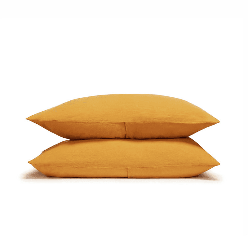 Linen Pair of Standard Pillowcases, Ochre