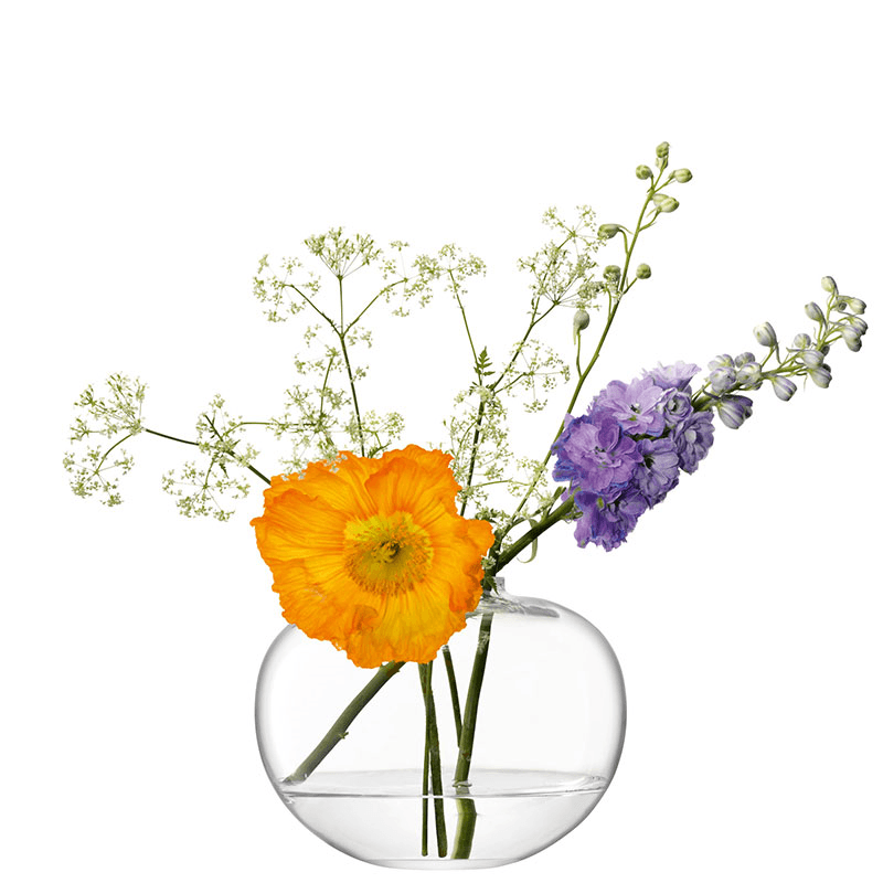 Flower Curved Bouquet Vase, H15cm, Clear