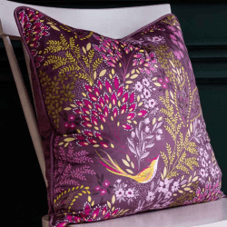 Image showing the Song Bird Cushion, 50 x 50cm, Plum product.