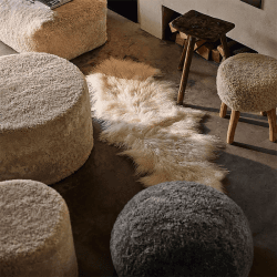 Image showing the Sheepskin Cosy Sheepskin Pouffe, Truffle product.